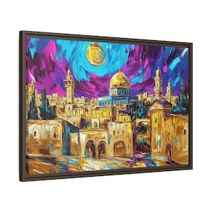 Canvas Framed Jewish Wall Art/Jerusalem Old City Oil Paint Painting/Jewish Modern Home Decor/Jewish House Warming Gift/Jewish Wedding Gift