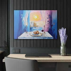 Jerusalem Kotel Sonnenuntergang Malerei auf Acrylglas, Shabbat-Kerzen & Challah, Jüdische Wandkunst, Jejuda Wohnkultur, Israel Pride Geschenk