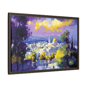 Canvas Framed Jewish Wall Art/Jerusalem Old City Oil Paint Painting/Jewish Modern Home Decor/Jewish House Warming Gift/Jewish Wedding Gift