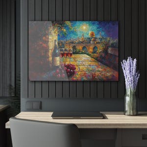 Jewish Modern Acrylic, Jerusalem Old City Painting, 36×24 Framed Wall Art, Judaica Home Decor, Israel Pride Gift, Jewish Housewarming Art