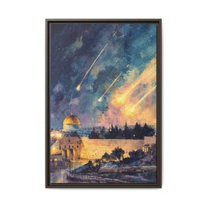 Iron Dome Vertical Framed Jewish Wall Art/Jerusalem Old City Oil Paint Painting/Jewish Modern Home Decor/Jewish House Warming Gift