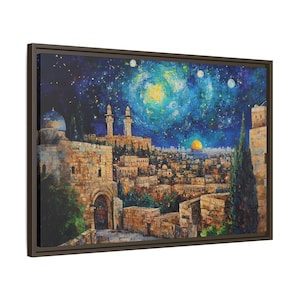 Canvas Framed Jewish Wall Art- Kotel Jerusalem Artwork, Jewish Israel Home Decor, Jewish Mom Gift, Vibrant Judaica Art,Jewish Heritage Decor