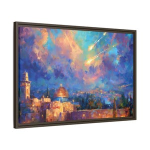 Iron Dome Jewish Wall Art/Jerusalem Old City Oil Paint Painting/Jewish Modern Home Decor/Jewish House Warming Gift/Jewish Wedding Gift