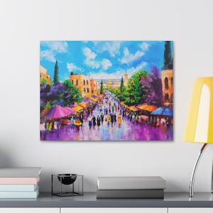 Canvas Jewish Wall Art/Machane Yehuda Jerusalem Artwork/Jewish Israel Home Decor/Jewish Mom Gift/Vibrant Judaica Art/Jewish Heritage Decor