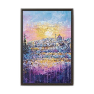 Vertical Framed Jewish Wall Art/Jerusalem Old City Oil Paint Painting/Jewish Modern Home Decor/Jewish House Warming Gift/Jewish Wedding Gift