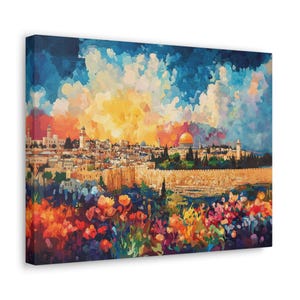 Canvas Jewish Wall Art- Kotel Jerusalem Artwork, Jewish Israel Home Decor, Jewish Mom Gift, Vibrant Judaica Art,Jewish Pride Decor