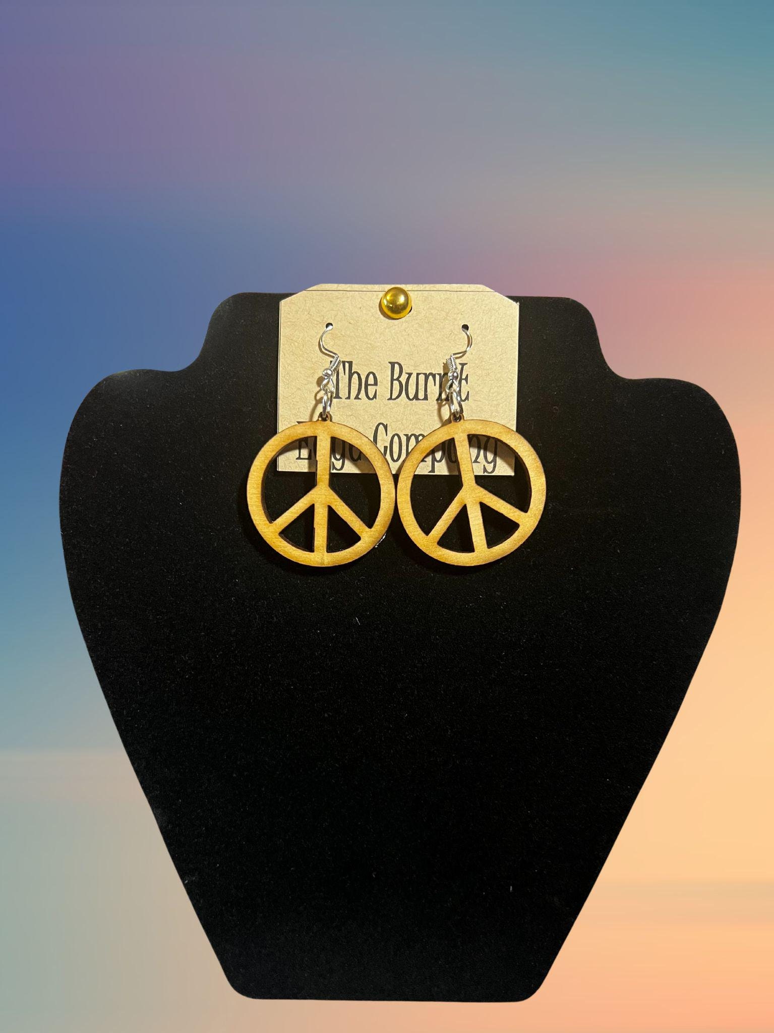 Earring Signs Peace Sign Wooden Laser Cut Earrings - Etsy