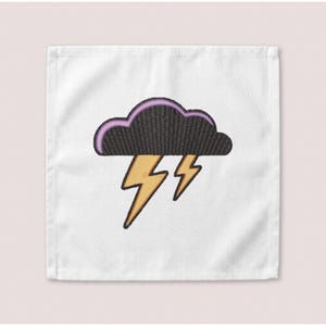 Storm Cloud Embroidery Design, Lightning Bolt Machine File, Weather Pattern, 7 Sizes