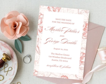 Floral Digital Wedding Invitation Template - Editable Wedding Invite - Instant Download Printable Invitation - Canva Wedding Invitation