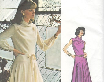 1970's Vogue Sewing Pattern No. 1102 Designed by Belinda Bellville Evening Gown with Bias Cowl Neckline Size 10  Bust 32 UNCUT