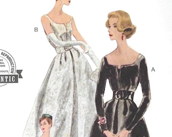 Retro 1950's Vogue V2003 Sewing Pattern  Evening Gown or Cocktail Party Dress with Gathered Tier Petticoat  Wedding Gown - UNCUT
