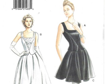 1990's Sewing Pattern 9246 Fitted Sleeveless Top Square Neckline with Cocktail or Evening Length Skirt  Easy to Sew