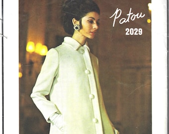 1960's Mod Evening or Street Length Coat & Dress Vogue Paris Original 2029 Sewing Pattern by Patou  Size 8  Bust 32