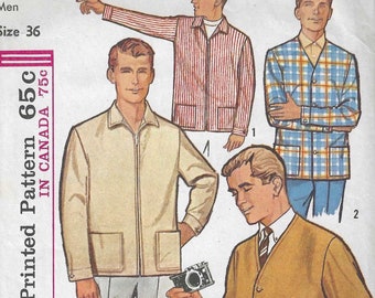 PDF - Vintage 1960's Sewing Pattern: Men's Casual Zip