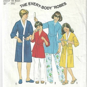1970's  Simplicity Sewing Pattern 8120  Boys or Girls Kimono Style Bathrobe  Spa Robe  Pool Cover-up  Chest 27  - 28 1/2 "