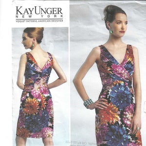 Vintage Vogue Sewing Pattern V1302  Figure Flattering Sleeveless Dress with Surplice V-Neckline  Close  Fitting Cocktail Party Dress