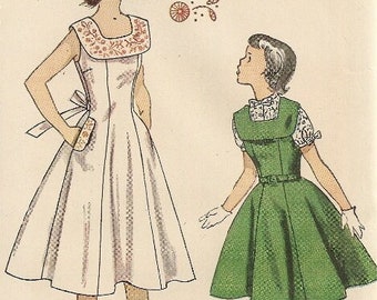 Vintage Simplicity 3529 Sewing Pattern Girls Easter or Flower Girl Dress Sleeveless Princess Dress with Embroidered Wide Collar - Size 7