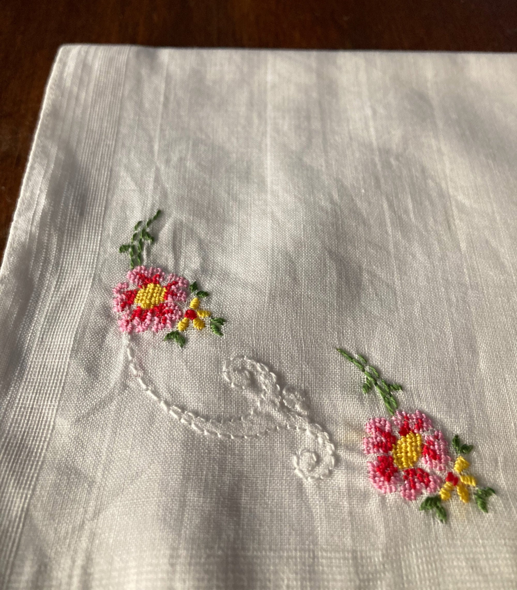小物 1900s Hand Embroidery Handkerchief Hand-embroidered Vintage Handkerchiefs in Original Box
