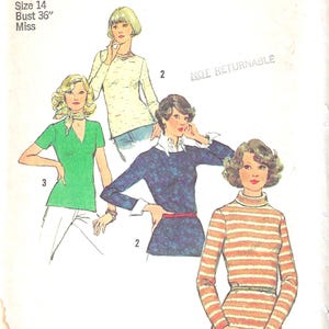 Simplicity Sewing Pattern 6624  Tee Shirts for Stretch Knits Only with Variation Necklines and Sleeve Lengths - Bust 36
