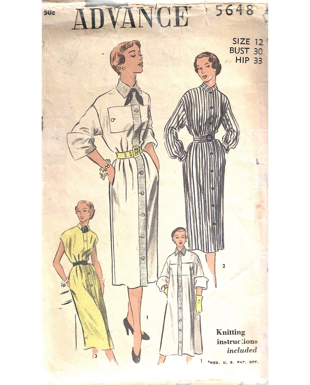 1940's Advance Sewing Pattern No. 5648 Shift Dress or Coat - Etsy