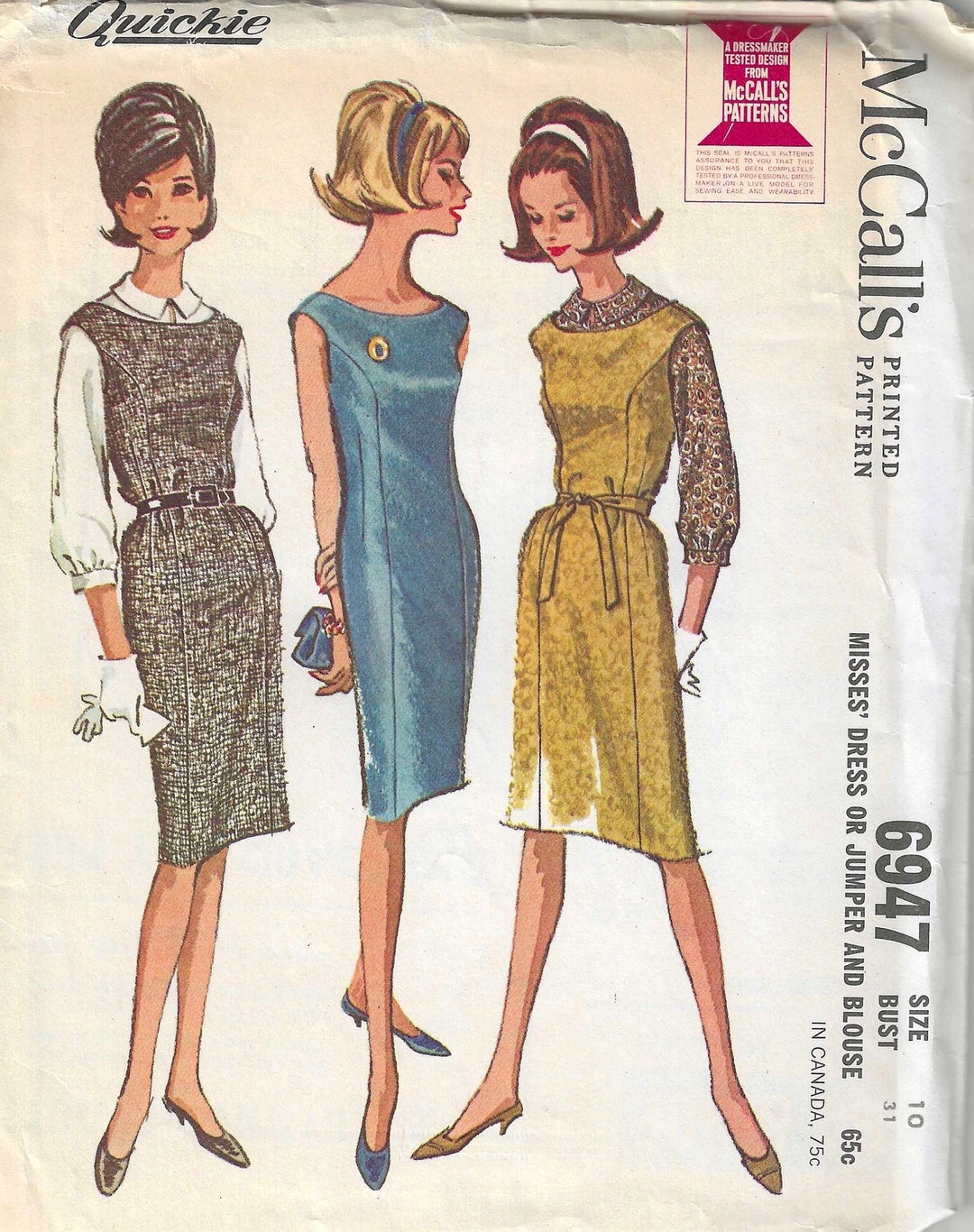 1960's McCall's Separates with Yoked Top, Skirt, Shorts and Pants Pattern - Bust 33