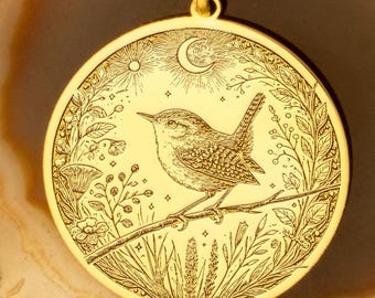 Gold Plated Wren Necklace – Symbol of Freedom, Curiosity & Joy