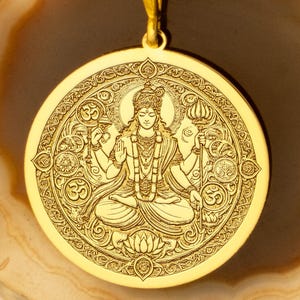 Lord Vishnu Medallion: Sterling Silver Hindu Protector Necklace