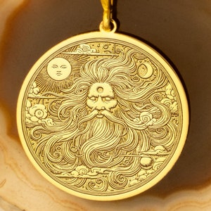 Tengri-ketting - hanger oude hemelgod - Turks sjamanistisch symbool - verguld rond medaillon