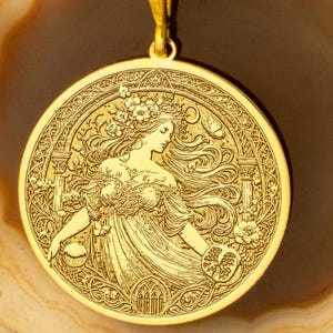 Persephone Necklace - Queen of the Underworld & Goddess of Spring - Gold Plated Greek Mythology Pendant