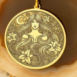 Gold Plated Lilith Medallion Necklace: Goddess of Independence