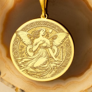 Psyche Necklace: Gold Plated Greek Goddess Pendant - Mythology Jewelry