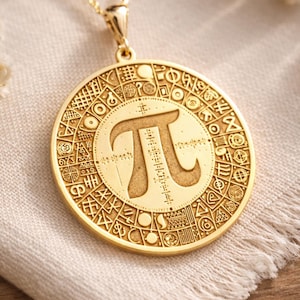 Ketting met Pi-symbool van 14 karaats massief goud – Wiskundige oneindigheidshanger | Sieraden voor logica, intelligentie en geek-liefhebbers