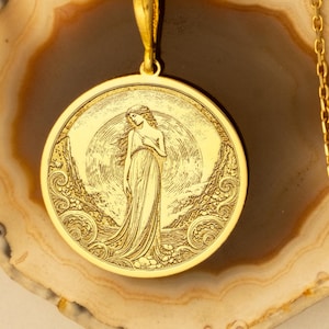 Vergoldete Anhänger Halskette: Griechische Mythologie Nymphe Schmuck