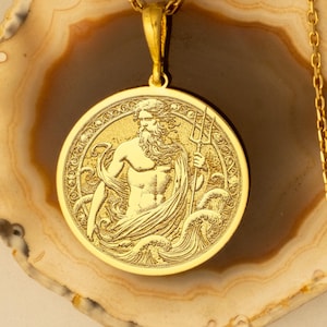 Glaucus Necklace – Greek Sea God Pendant | Mythology Ocean Jewelry Gift - Gold Plated Glaucus Pendant