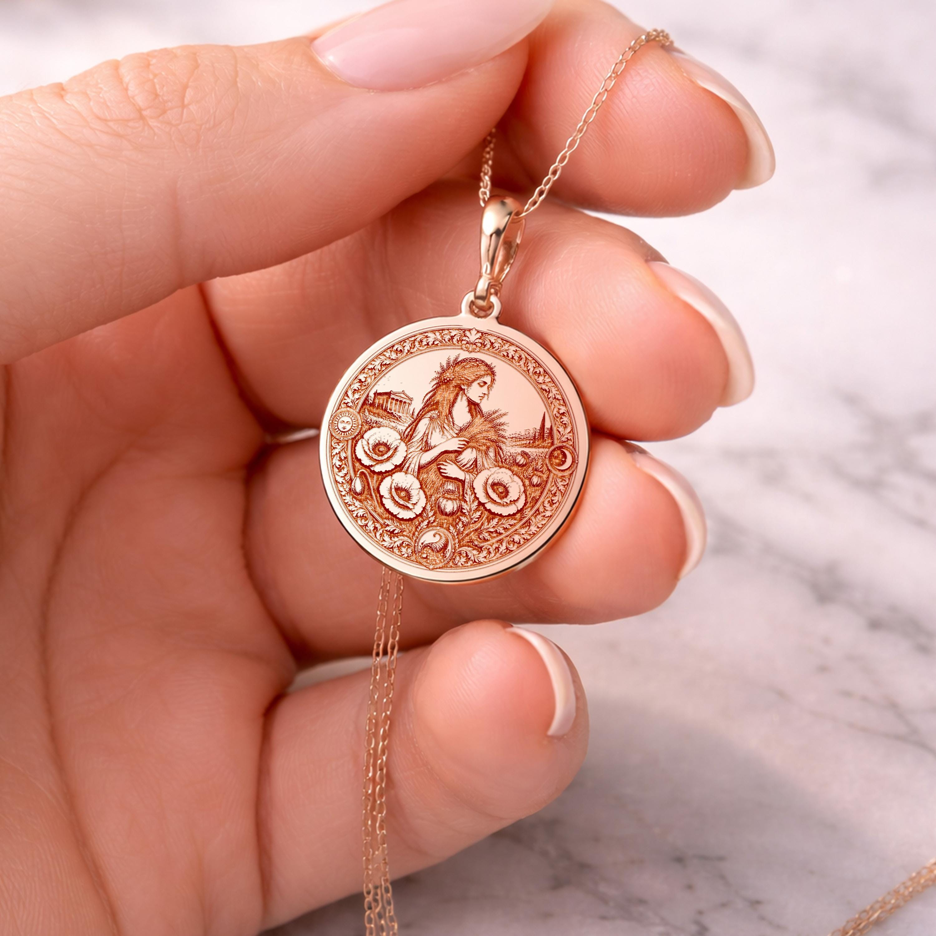 Demeter Poppy Necklace handcrafted necklace