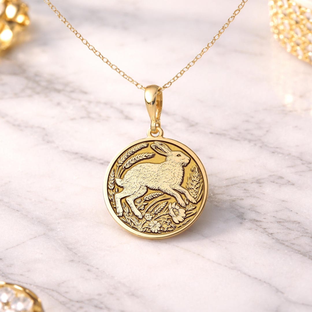 Goldhare 14k Solid Gold Celtic Hare Necklace, Rabbit & Nature Symbol - Etsy
