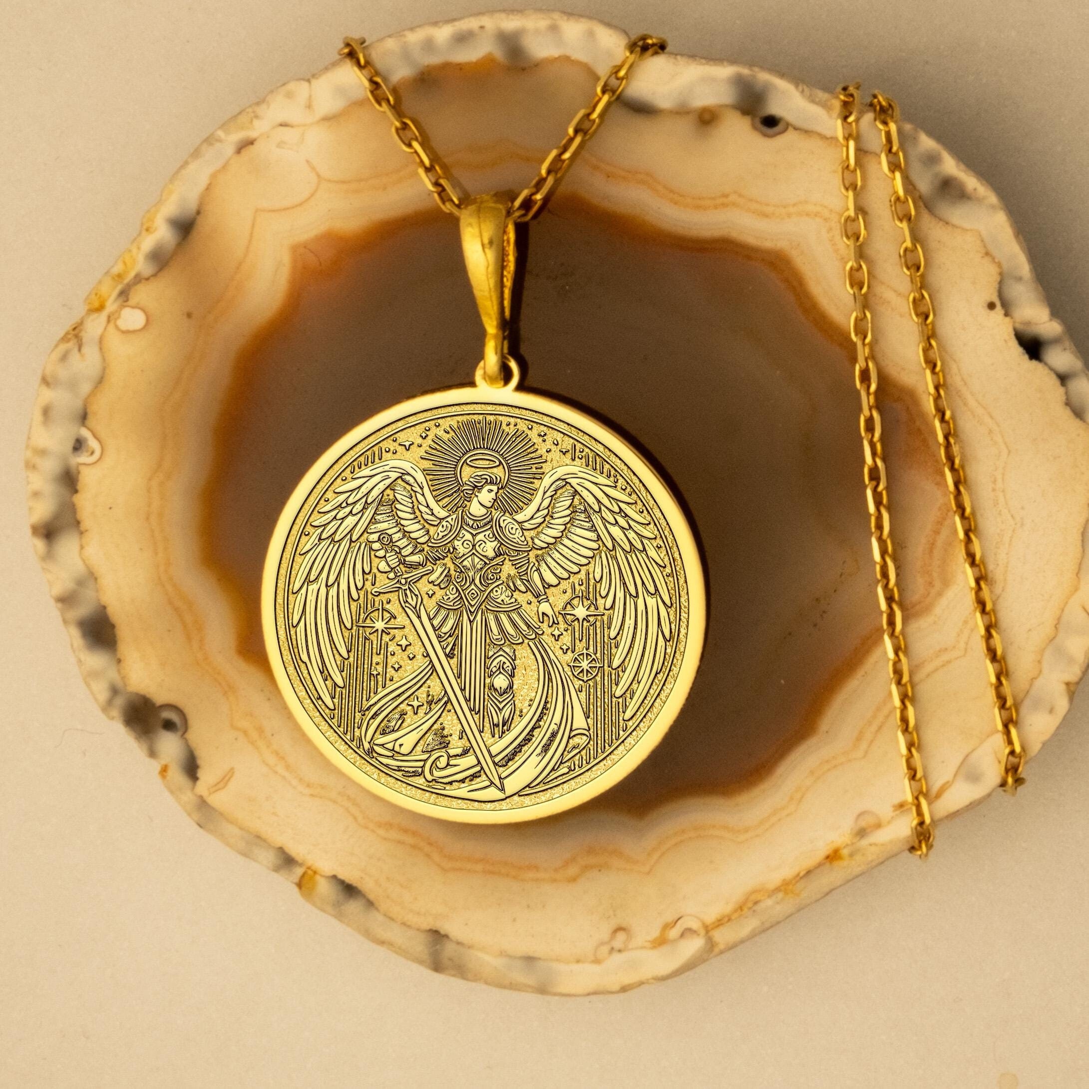 Archangel Michael Warrior Shield Necklace handcrafted necklace