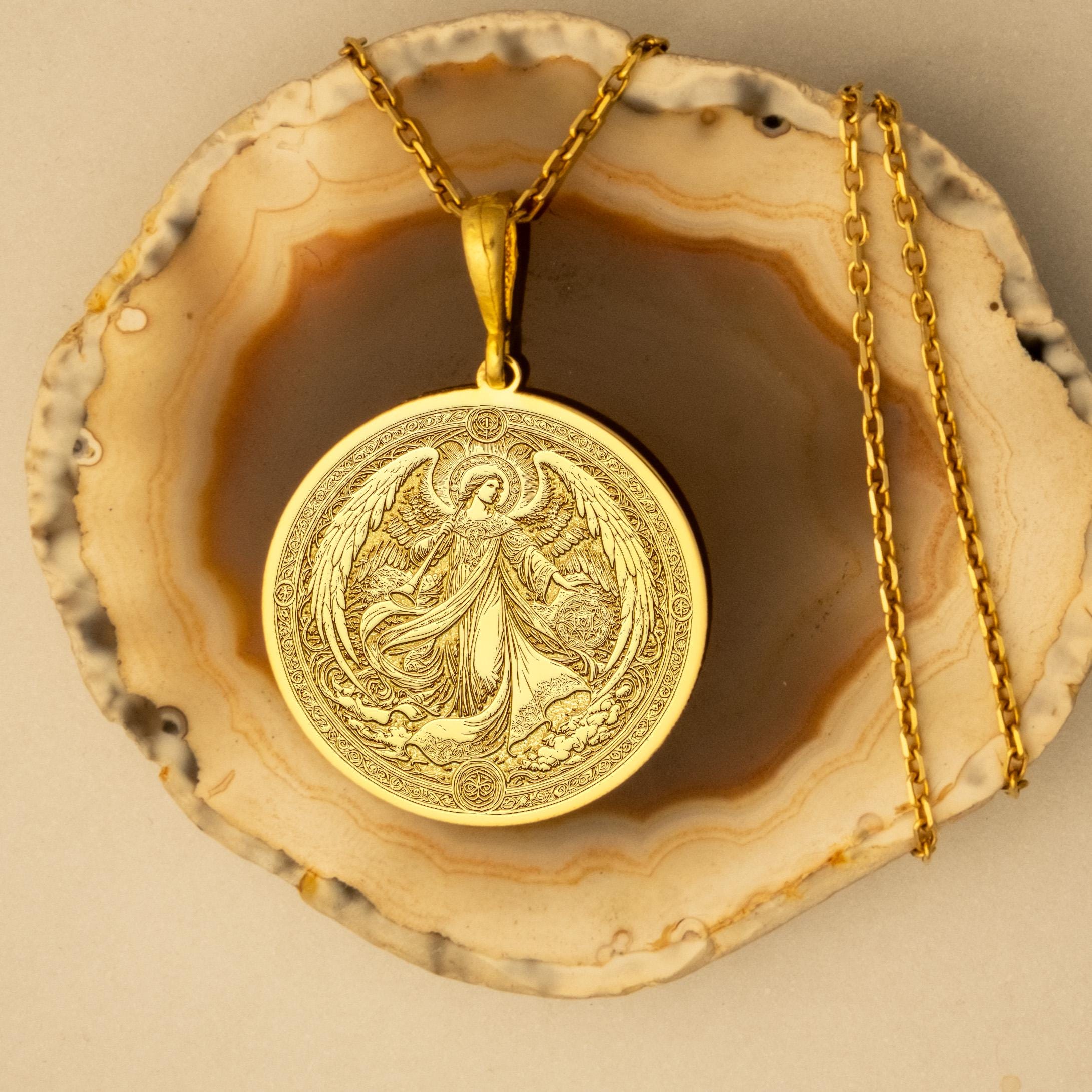 Archangel Gabriel Medallion Necklace handcrafted necklace