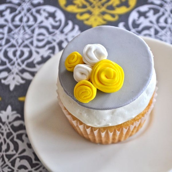 Modern Rosettes Fondant Cupcake Toppers for Birthdays, Weddings, Showers, and Other Events