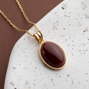 14k Gold Carnelian Crystal Necklace, Red Real Gemstone Soulmate Pendant, Dainty Gold Witchy Jewelry, Silver Non Tarnish Unique Gift for Her