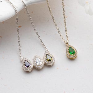 14K Gold Personalized Birthstone Necklace, Silver Birthstone Jewelry, Multiple Birthstone Family Necklace, Bridesmaid Gift, Gift for Mom