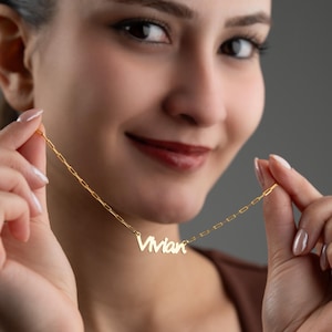 14K Gold Custom Silver Name Necklace, Personalized Jewelry for Women, Dainty Name Necklace, Minimalist Custom Necklace, Mother Day Gift Idea