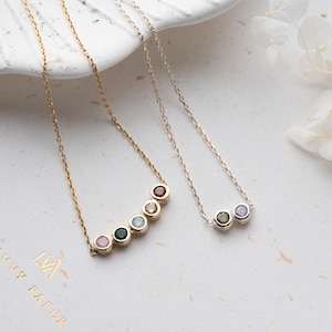 14K Gold Personalized Birthstone Necklace, Silver Birthstone Jewelry, Multiple Birthstone Family Necklace, Bridesmaid Gift, Gift for Mom