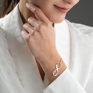 14K guld oändlighetsarmband, namnarmband, silver personligt namnarmband, personlig present, födelsedagspresenter, mammaarmband med namn