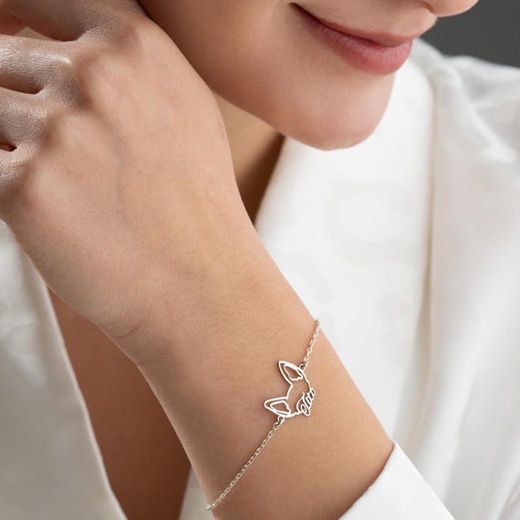 Personalized Dog Ear Name Bracelet, Custom Pet Jewelry, Pet Name - Main Image