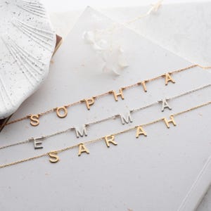 14K Gold Initials Necklace, Letter Necklace, Personalized Gift  for Mom, Custom Heart Necklace Jewelry, Minimalist Symbol Initial Letter