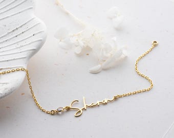 14k Gold Name Bracelet with Birthstone, Custom Silver Name Bracelet, Dainty Layering Bracelet, Personalized Birthstone Bracelet Gift for Her