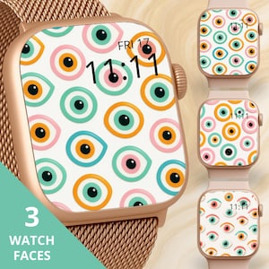 Rainbow Evil Eye Apple Watch Wallpaper Watch Face Classic Retro Pop, Nazar Wall, Turkish Eye Wall Hook, Amulet Wallpaper, Protective Symbol