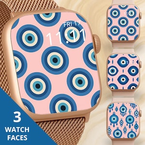 Evil Eye Apple Watch Wallpaper - Smartwatch Face, Classic Retro Pop, Nazar Wall, Turkish Eye Wall Hook, Amulet Wallpaper, Protective Symbol