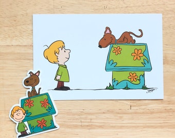 Snoopy Doo Sticker + Print Set